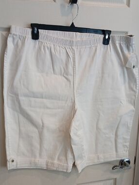 Essentials White Elastic Waist Shorts
